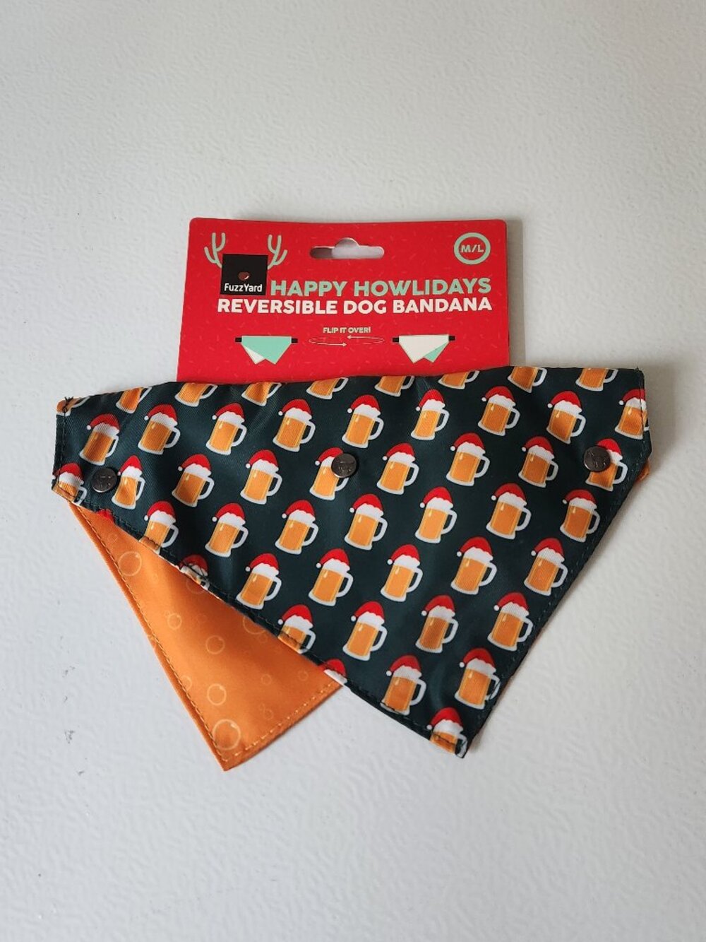 NWT FuzzYard - Reversible Holiday Pet Bandana - M/L